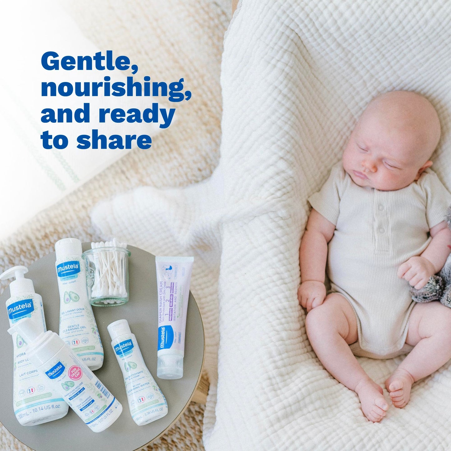 Mustela Newborn Arrival Gift Set - Baby Skincare & Bath Time Essentials - Natural & Plant Based - 5 Items Set