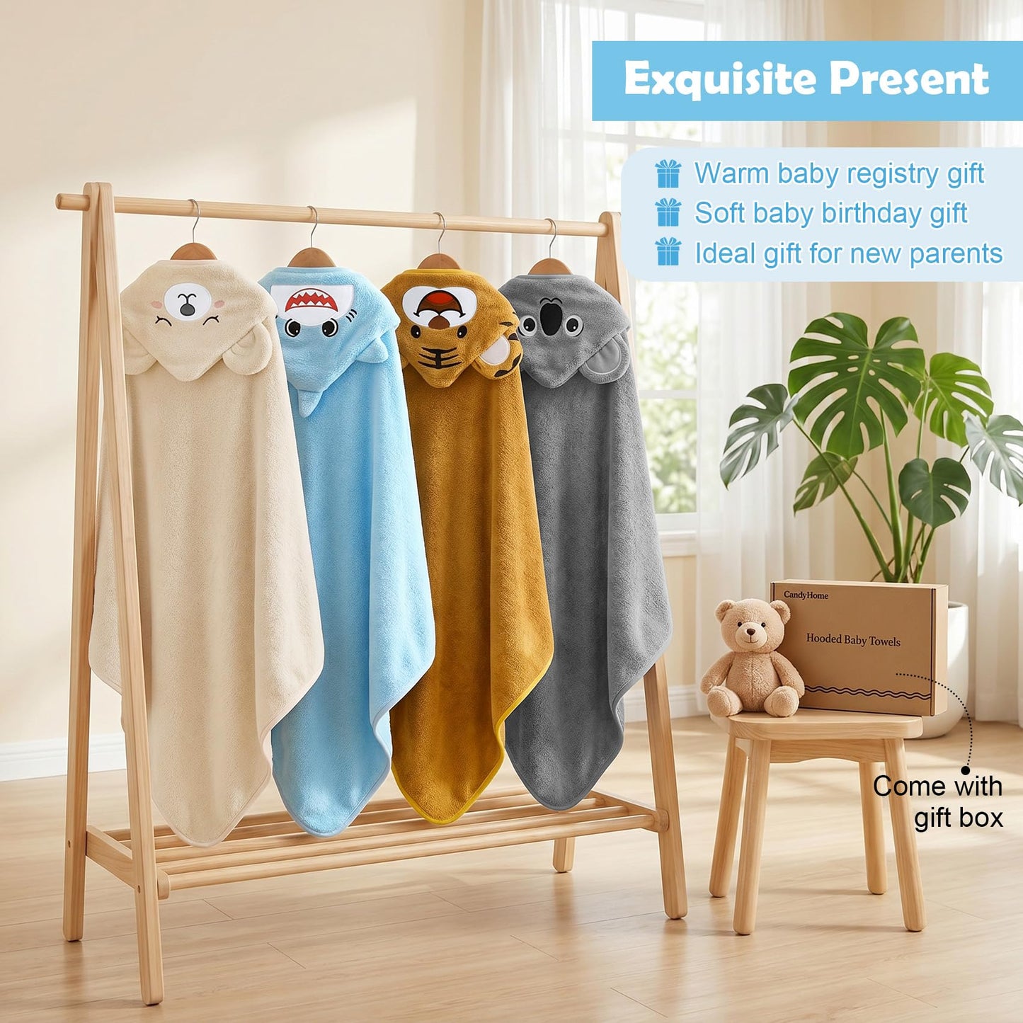 CandyHome 12 PCS Baby Bath Towels Set for Infants Toddlers Essentials