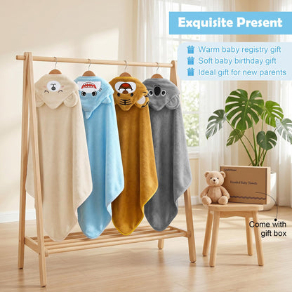 CandyHome 12 PCS Baby Bath Towels Set for Infants Toddlers Essentials