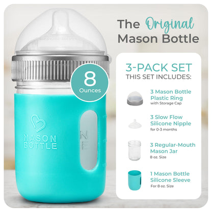 Mason Bottle Baby Glass Bottle Gift Set & Breastmilk Storage Set