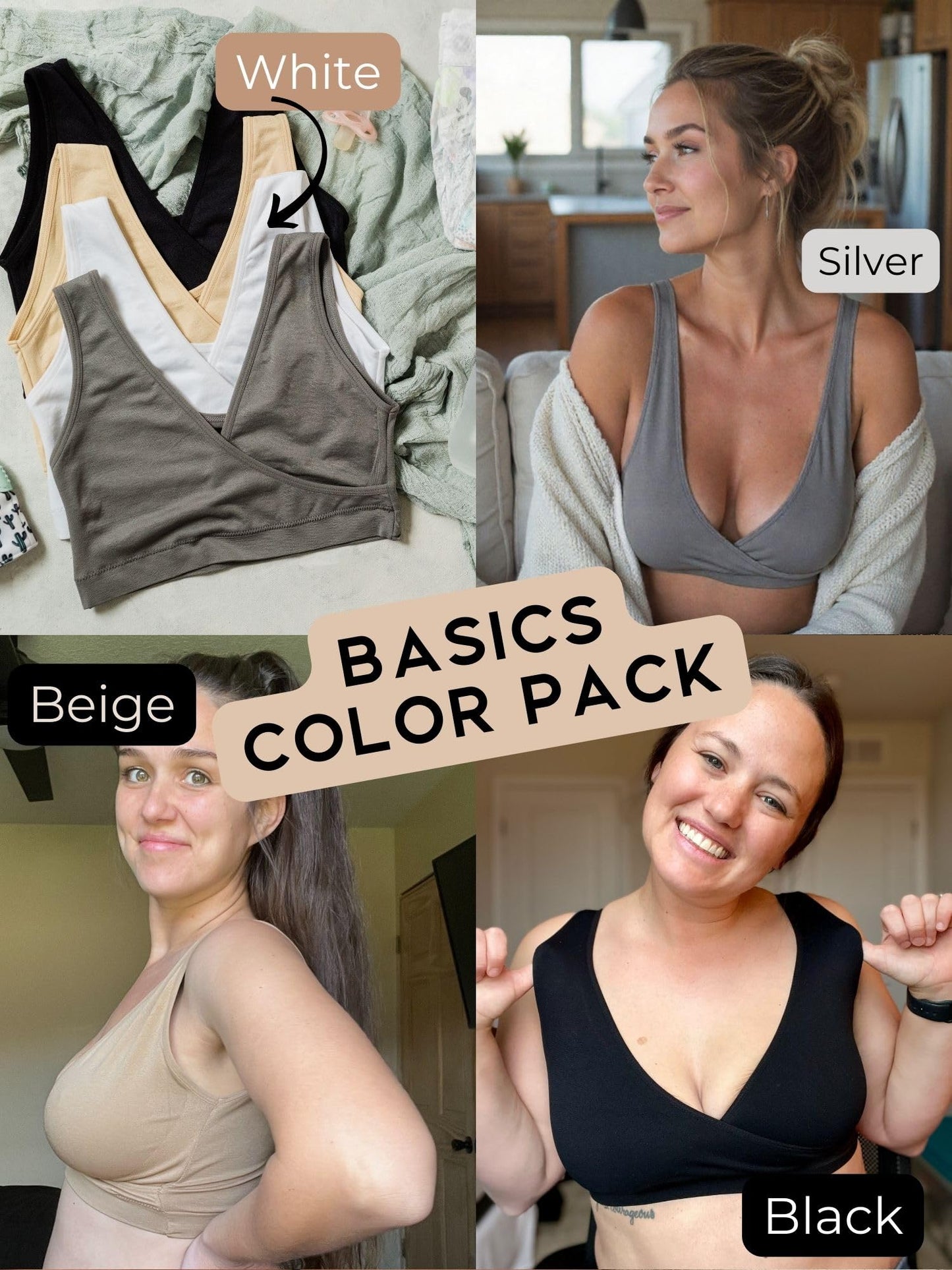 Caramel Cantina 4 Pack Nursing Maternity Women’s Sleep Comfort Bralette Bra