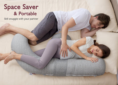Momcozy Pregnancy Pillow, Original F Shaped Maternity Pillow for Pregnant Women with Adjustable Wedge Pillow, Full Body Support Pregnancy Pillows for Side Sleeping