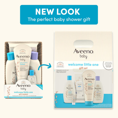 Aveeno Baby Welcome Little One Gift Set, Baby Skincare Set with Nourishing Baby Body Wash & Shampoo, Calming Bath Wash, All Over Baby Wipes, Daily Moisturizing Lotion, & Baby Balm, 10 Items, Pack of 2