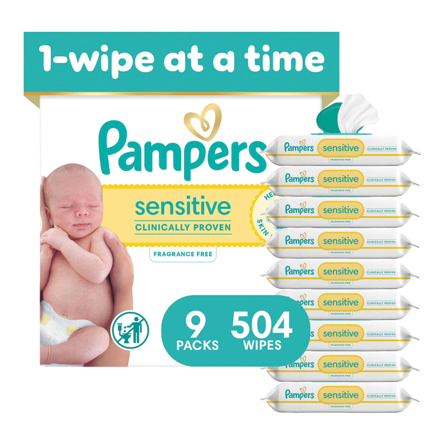 Pampers Baby Wipes Sensitive Perfume Free Pop-Top Packs