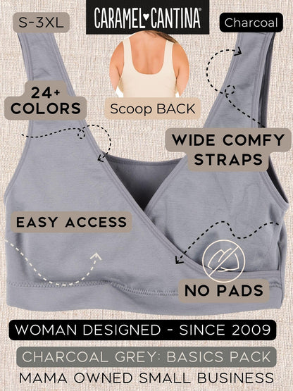 Caramel Cantina 4 Pack Nursing Maternity Women’s Sleep Comfort Bralette Bra