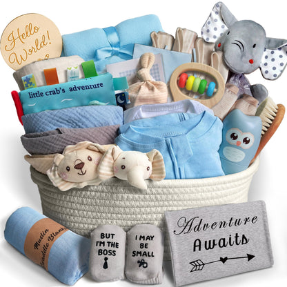 Ultimate Baby Shower Gifts for Girls, Newborn Essentials Must Haves,Large Baby Girl Gift Basket Set Essential Stuff,Gender Reveal Gifts,Rattle Swaddle,Pink,Baby Registry Search,Diaper Caddy Organizer
