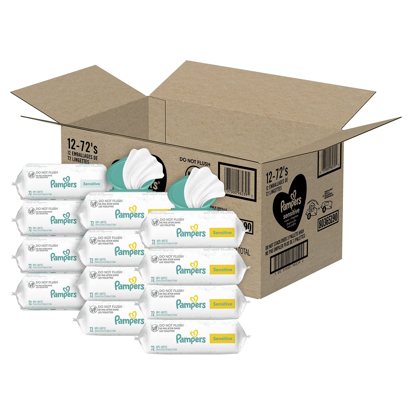 Pampers Baby Wipes Sensitive Perfume Free Pop-Top Packs
